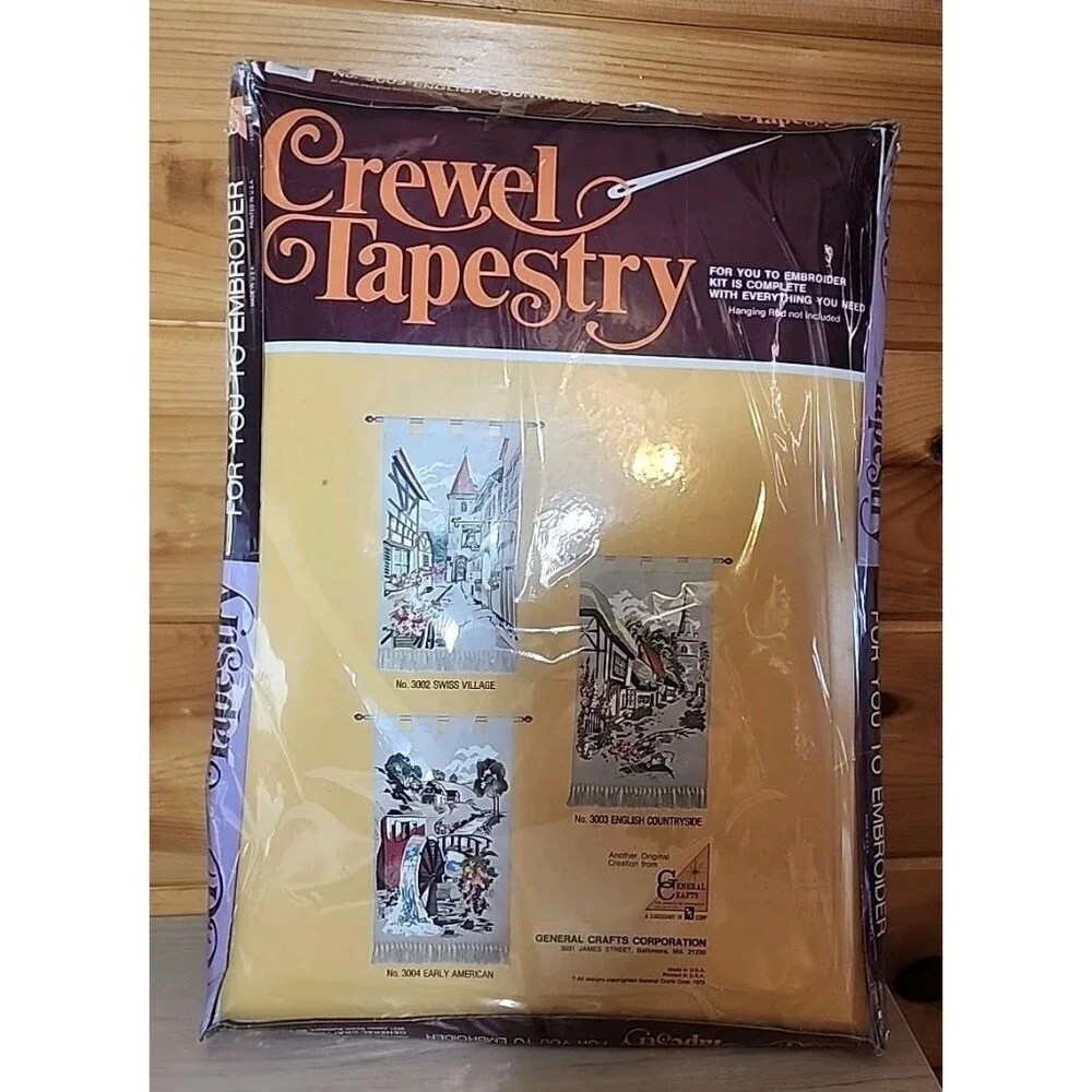 Crewel Tapestry 24”x48” English Countryside